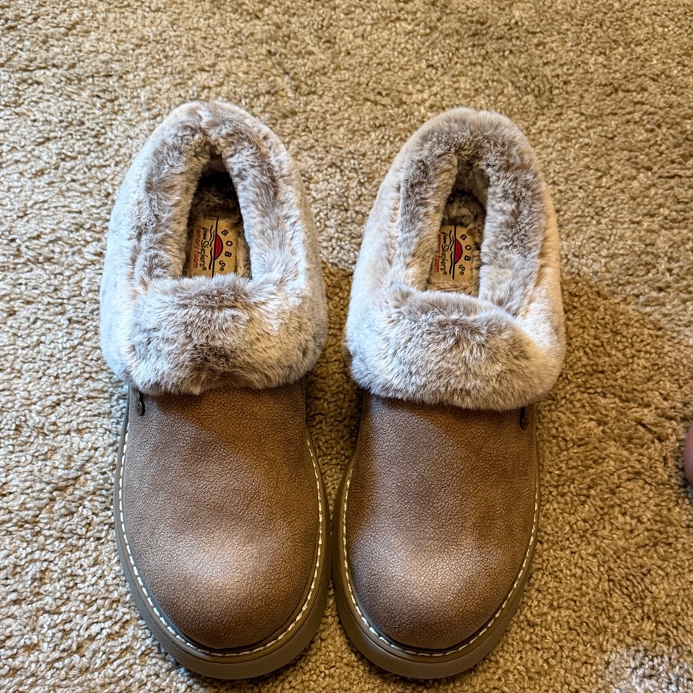 BOBS from Skechers Brown Faux Fur Lined Slip-On Slippers - Picture 2 of 3